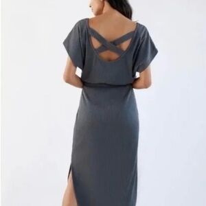 Daily Practice by Anthropologie Chic Backless Gray Dress